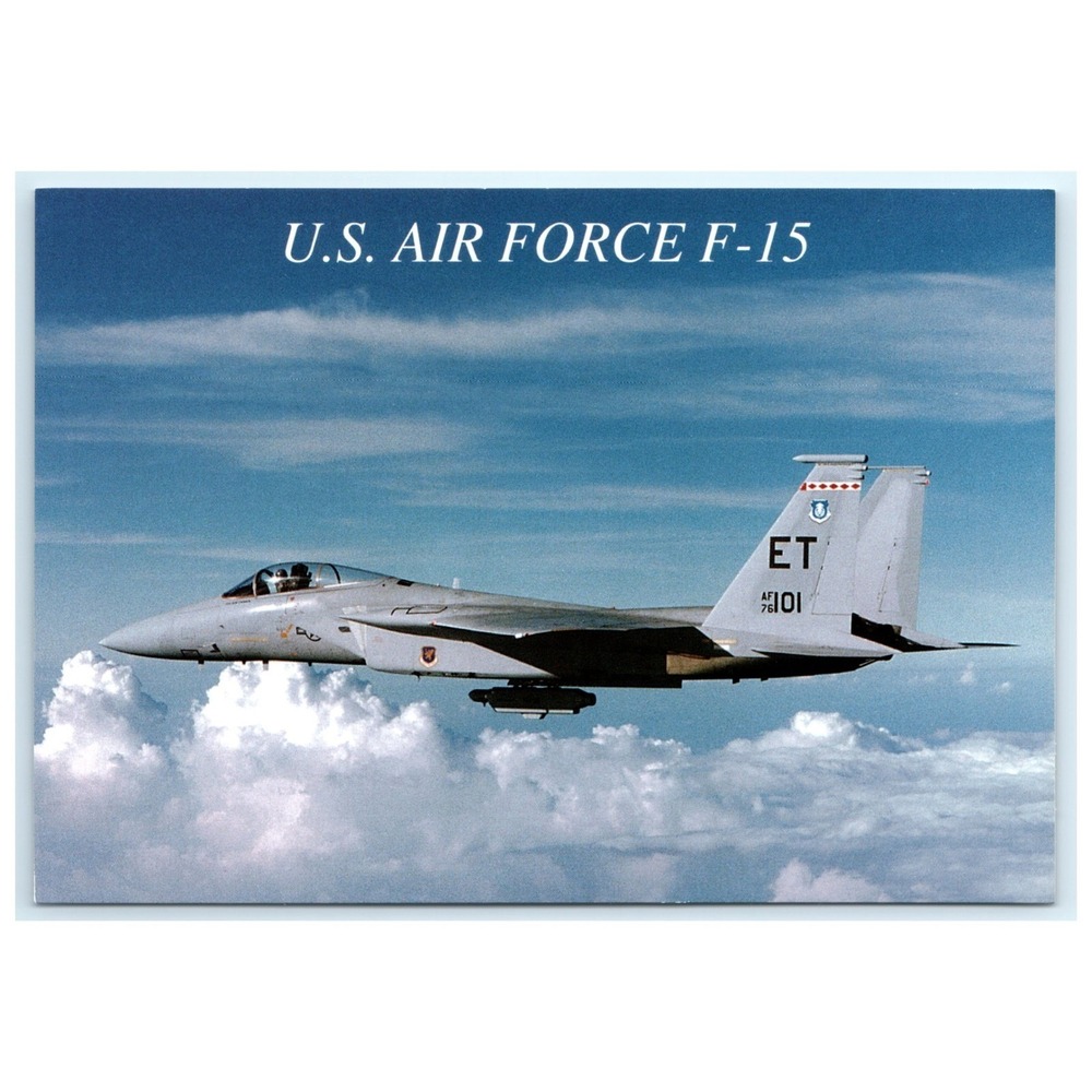 Postcard US Air Force F-15 Eagle Fighter Jet Flight Clouds Military